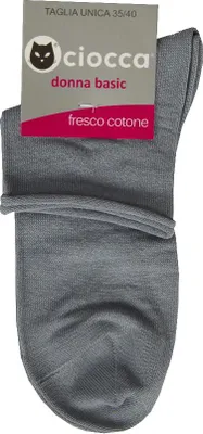 Immagine prodotto di Calza calzino basso donna con bordino senza elastico fresco cotone taglio vivo CIOCCA articolo 773/2, Piede 35 - 40, Cotone 90%,Poliammide 9%,Spandex 1%