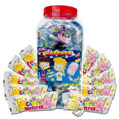 Obrázok produktu pre Displej s kompletnou sadou 70 kusov hodiniek "Candy" vážiacich 13,5 g, s ovocnou príchuťou