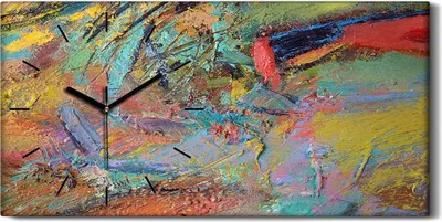 Produktbild von Leinwand Uhr Küche Wohnzimmer Bild Geräuschlos 60x30 Malerei Abstrakte Kunst - schwarze Hände