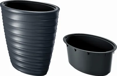Produktbild von Freze Blumentopf mit Innentopf für Innen- und Außenbereich UV-Beständig Frostbeständig Oval Kunststoff (Anthrazit)