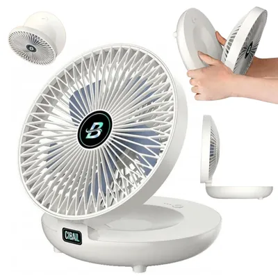 Productafbeelding van Draagbare ventilator voor in de hand, met 5 snelheden, stille motor, opvouwbaar ontwerp en USB-kabel, geschikt voor thuis en onderweg