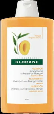 A bottle of Klorane shampoo with mango butter.