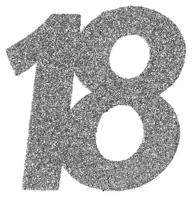 Produktbild von Silbernes Glitter Konfetti mit der Zahl 18 für den Geburtstag, 6 x 5 cm