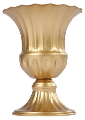 Produktbild von Metall Blumenvasen - 10er Set Tischvasen - 16 cm Trompetenform - Freistehend für Hochzeit Tischdekoration und Centerpieces - Für Kunstblumen - Gold