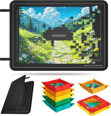 Obrázok produktu pre Puzzle podložka 105 x 80 cm, 2000 dielikov, plstená, skladacia, 8 triediacich boxov, na puzzle