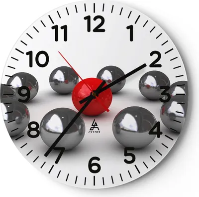 Produktbild von Wanduhr - Rund - Glasuhr - Grafiken Abstraktion Komposition - 30x30cm - Schleichendes Uhrwerk - Lautlos - zum Aufhängen bereit - Dekoration Modern - Wanddekoration aus Glas - C4AR30x30-1386