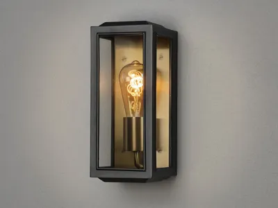 Produktbild von Außenwandlaterne Schwarz-Messing Breite 12,5cm