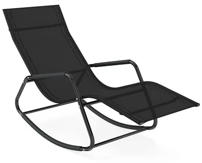Produktbild von COSTWAY Schaukelliege, Sonnenliege, Liegestuhl, ergonomische Schwingliege, Gartenliege bis 160 kg, Relaxliege für Garten, Terrasse, Balkon, Schwarz