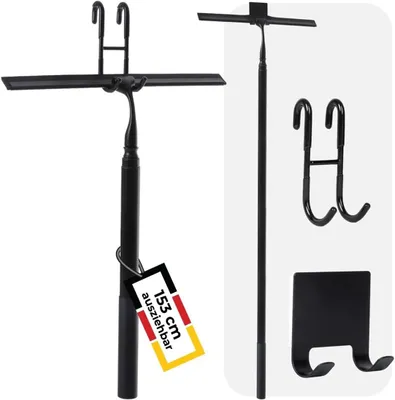Imagen del producto de Limpiacristales telescópico con mango extensible de 43 a 153 cm, de 25 cm de ancho, con 2 ganchos, para