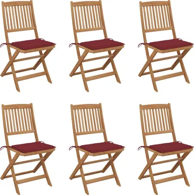 Produktbild von BESTE 2022© Outdoor-Stuhl Stilvollen mit robustem ,Klappbare 6er Set Gartenstühle mit Kissen Massivholz Akazie Relaxsessel Armlehnstuhl mit Premium & schlichten Design *HOM