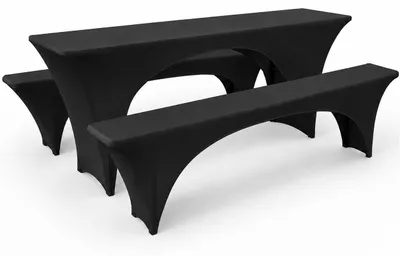 Stretch Biertischhussen-Set 3-tlg., 220x70x70 cm, Schwarz