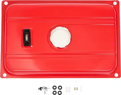 Immagine prodotto di Serbatoio per generatore - Ricambio universale - 5 gal (circa 19 l) - Con filtro carburante e rubinetto per la benzina - Rosso