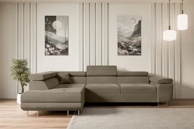 Produktbild von ALTDECOR Ecksofa mit Schlaffunktion und Bettkasten GUSA-L - 272x202x107 cm Braun - Corner Sofa Bett Eckcouch Couch L-Form Schlafcouch Ausziehbar Wohnlandschaft Schlafsofa Cauchsofa