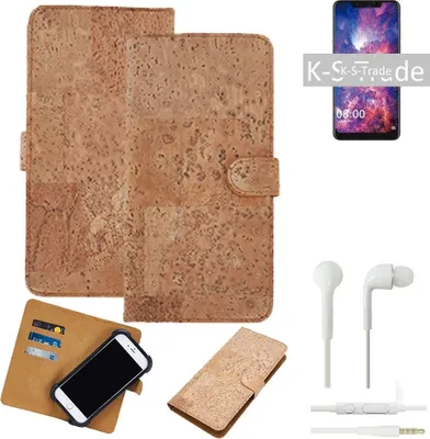Produktbild von K-S-Trade Hülle kompatibel mit Sony Xperia 10 Plus + in ear Kopfhörer Kork Handyhülle Cover  Schutzhülle TPU Case Bumper in Hellbraun, (1x)