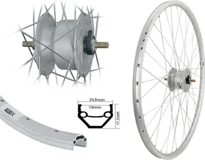 Produktbild von 28 Zoll Aluminium Hohlkammerfelge V-Profil Vorderrad Nabendynamo 19-622 Felgenbremse 6V 3Watt