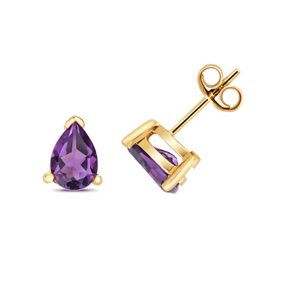 Image de Boucles d'Oreilles Femme Or 375/1000 avec Améthyste - 8mm*7mm; TRS28472