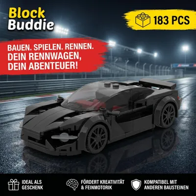 Produktbild von BlockBuddie™ 765LT Schwarz inspiriertes Klemmbaustein Auto mit 183 Teilen – Sportwagen Modellbausatz