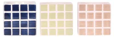 Produktbild von 3er-Set Übertöpfe „Cube Mosaïque“ – Set mit 3 bunten Töpfen – Blau-Sand – für 9-cm-Töpfe