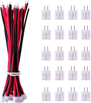 Zdjęcie produktu dla Zestaw 2-pinowych złączy JST Micro 2,0 mm 20 szt. | Wstępnie lutowany kabel 80mm | na akumulator 7,4V 1200mAh, Radiofly, ładowarka Lipo, kolor czerwon