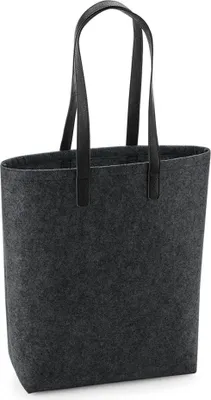 Image de BagBase BG738 | Premium Felt Tote 29 x 38 x 12 cm - Couleur : Charcoal Melange/Black - Taille : One Size