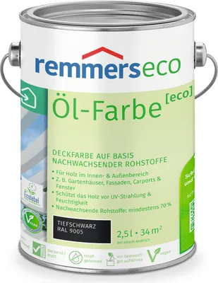 Produktbild von Remmers Öl-Farbe [eco] tiefschwarz (RAL 9005) 2,5 l, Holzlack