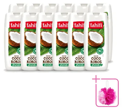 Immagine prodotto di 12 flaconi di bagnoschiuma Tahiti con cocco biologico - Vegano - 300 ml - Confezione risparmio - 12 pezzi