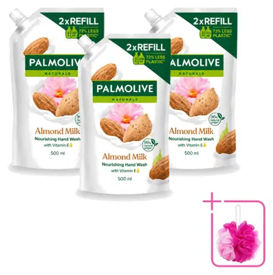 Productafbeelding van 3 x Palmolive Naturals handzeep navulverpakking Amandelmelk, 500 ml - Voordeelpakket - 3 stuks