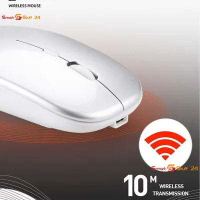 Produktbild von USB WLAN Maus für Computer Notebook MAC Wiederaufladbare LED Silber