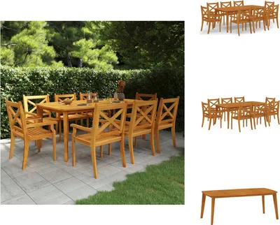 Produktbild von vidaXL 9-tlg. Garten-Essgruppe Massivholz Akazie -  Gartenmöbel-Sets