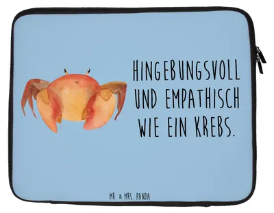 Produktbild von Mr. & Mrs. Panda Laptop Tasche Sternzeichen Krebs 33 x 42 cm - Blau Pastell - Geschenk, Meerestier, Hülle, Laptoptasche, Geburtstag Juli, Krebse, Meer, Notebook, Krabbe