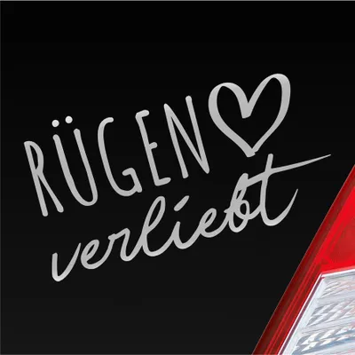 Produktbild von Auto Aufkleber Rügen verliebt Herz Insel Ostsee Liebe Car 19x10 cm Silber Sticker Heckscheibenaufkleber