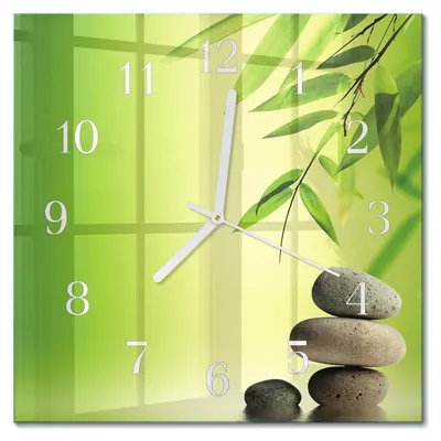 Produktbild von Tulup Glasuhr Wanduhr Küchenuhr Echt-Glas 30x30 cm Modern Dekorativ Geräuschlos Weiße Zeiger - Bambussteine