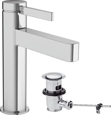 Produktbild von hansgrohe Finoris Einhebel-Waschtischarmatur 110 mit Zugstangen-Ablaufgarnitur, Ausladung 139mm, 76020000