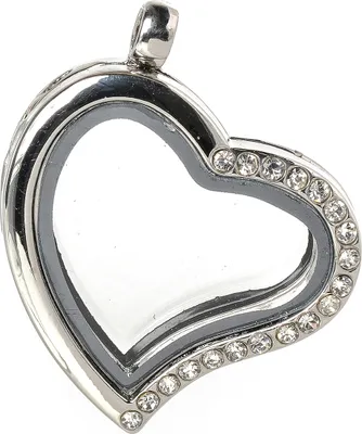 Produktbild von Medaillon-Anhänger "Herz mit Strass", Ø ca. 2,8cm, Metall / Glass