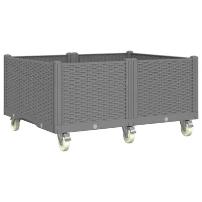 Produktbild von Pflanzkasten mit Rollen Hellgrau 100x80x54 cm PP
