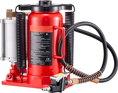 Zdjęcie produktu dla SucceBuy pneumatyczno-hydrauliczny podnośnik butelkowy o udźwigu 20 t, zakres podnoszenia 260-495 mm, pneumatyczny i ręczny podnośnik z pompą do pojazdów takich jak samochody osobowe, pickupy, ciężarówki, kampery i SUV-y, czerwony