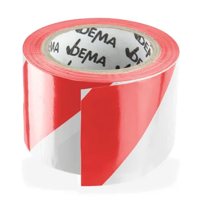Produktbild von DEMA Absperrband, rot/weiß, 100 m, reißfest, beidseitig bedruckt, abrollergeeignet, Breite: 7,5 cm, Rollendurchmesser: 11,5 cm, zur Absicherung von Gefahrenstellen, Baustellen, Veranstaltungen