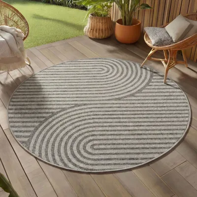 Immagine prodotto di Carpetsale24 Tappeto da Esterno Impermeabile e Resistente ai Raggi UV Ideale per Cucina Balcone Terrazza Giardino Soggiorno Dimensioni: 80 cm Rotondo