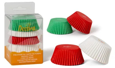 Produktbild von Decora, 0339747 Weiße-Rote-Grüne Backförmchen, Bequeme Backförmchen zum Backen,