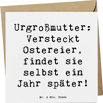 Produktbild von Mr. & Mrs. Panda Grußkarte Spruch Urgroßmutter Schätze - Weiß - Geschenk, Lächeln, doppelkarte, faltkarte, Glückwunschkarte, Familienmitglieder, Familienfest, anlasskarte
