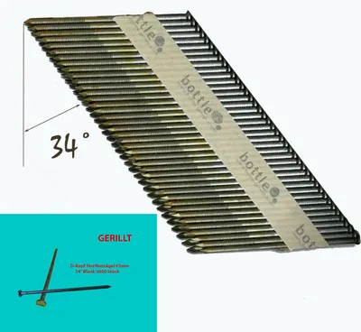 Produktbild von Streifennägel 34° D-Kopf blank 2,8x63mm gerillt 3000 St. papiergebunden für Gasnagler HB43
