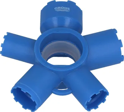 A blue multi-functional tool for plumbing.
