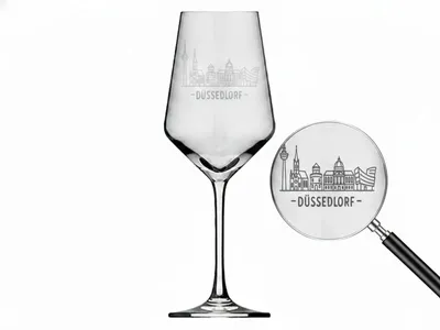 Produktbild von Weinglas Gravur Düsseldorf 350ml spülmaschinenfest robust und elegant