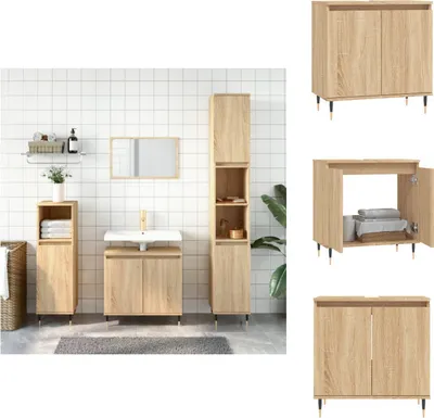 Zdjęcie produktu dla vidaXL Szafka łazienkowa dąb sonoma 58x33x60 cm materiał drewnopochodny - Umywalki łazienkowe