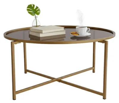Image de Ecaterina - Table Basse, 83x83x40h cm or, Effet Fumé