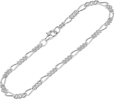 Produktbild von Armband 925 Sterlingsilber 19cm Figaro Panzerkette rund Uni Armbandkette Neu