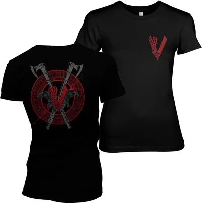 Produktbild von Vikings - Raven and Axe Girly Tee - XX-Large - Black