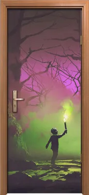 Produktbild von Türposter 80x200 cm Türaufkleber Türtapete Türfolie Klebefolie Spinnen Horror Wald Phantasie