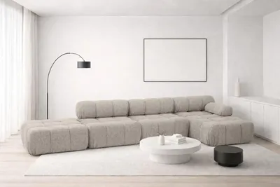 Produktbild von Kaiser Möbel Ecksofa L-Form XL, Stoff Bouclé Abriamo, Beige, Rechts, Selia L XL