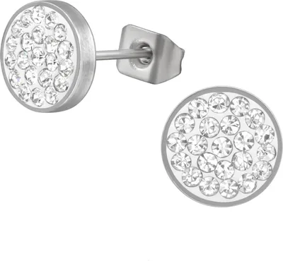 Produktbild von Ohrstecker Rund 8 mm aus Hochglanzpoliertem Chirurgenstahl mit Kristall Silber Unisize Maxte